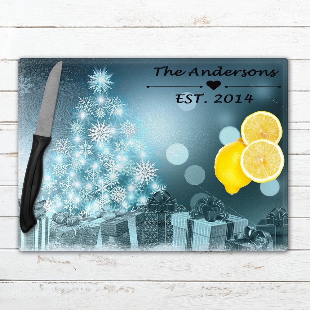 Personalized Holiday Glass Cutting Boards